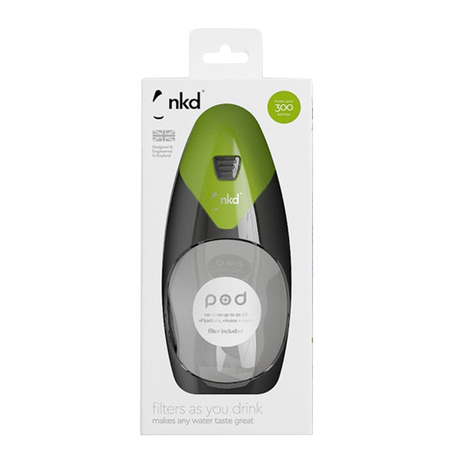 NKD Pod 585 ml Water Filter Bottle - Green - PF5X1-401660 - Jashanmal Home