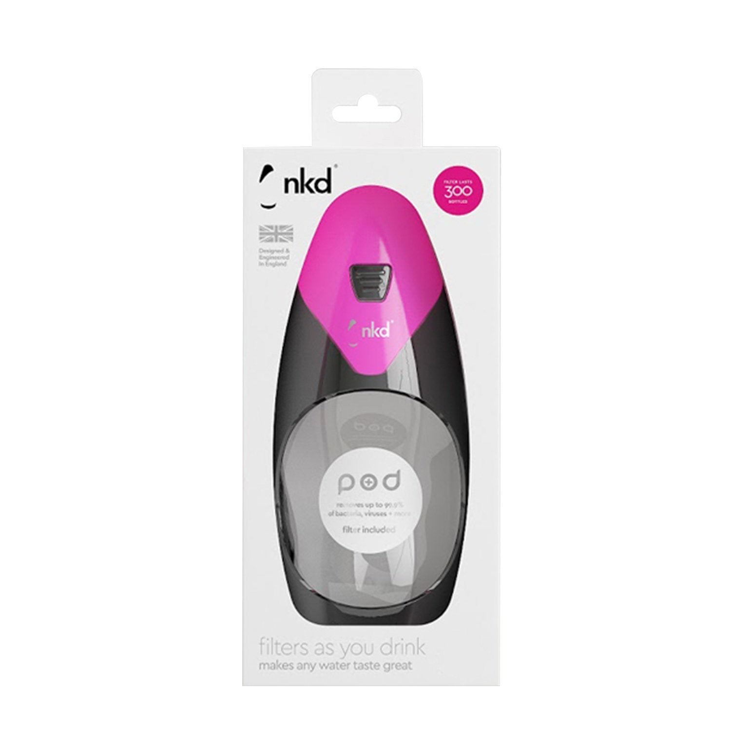 NKD Pod 585 ml Water Filter Bottle - Pink - PF5X1-701660 - Jashanmal Home